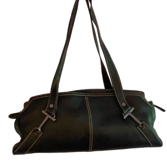 Vintage Tod’s Black Pebbled Leather Baquette Bag New - Picture 2 of 15